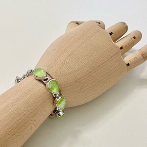 Silver and Green Bracelet